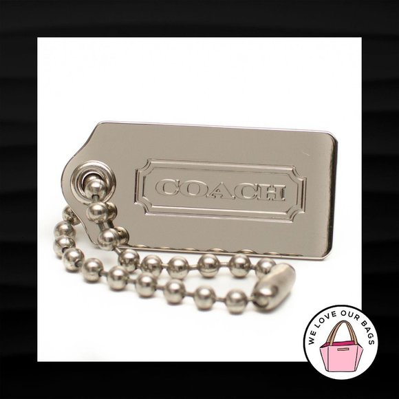 NEW 1.75" Medium COACH SILVER NICKEL METAL KEY FOB BAG CHARM KEYCHAIN HANG TAG - Picture 1 of 2